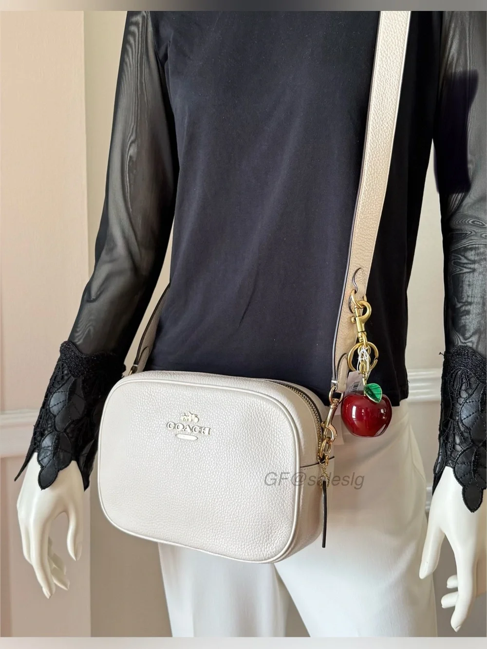NWT Coach Detachable thicker strap Large Jamie Camera Crossbody bag Chalk White